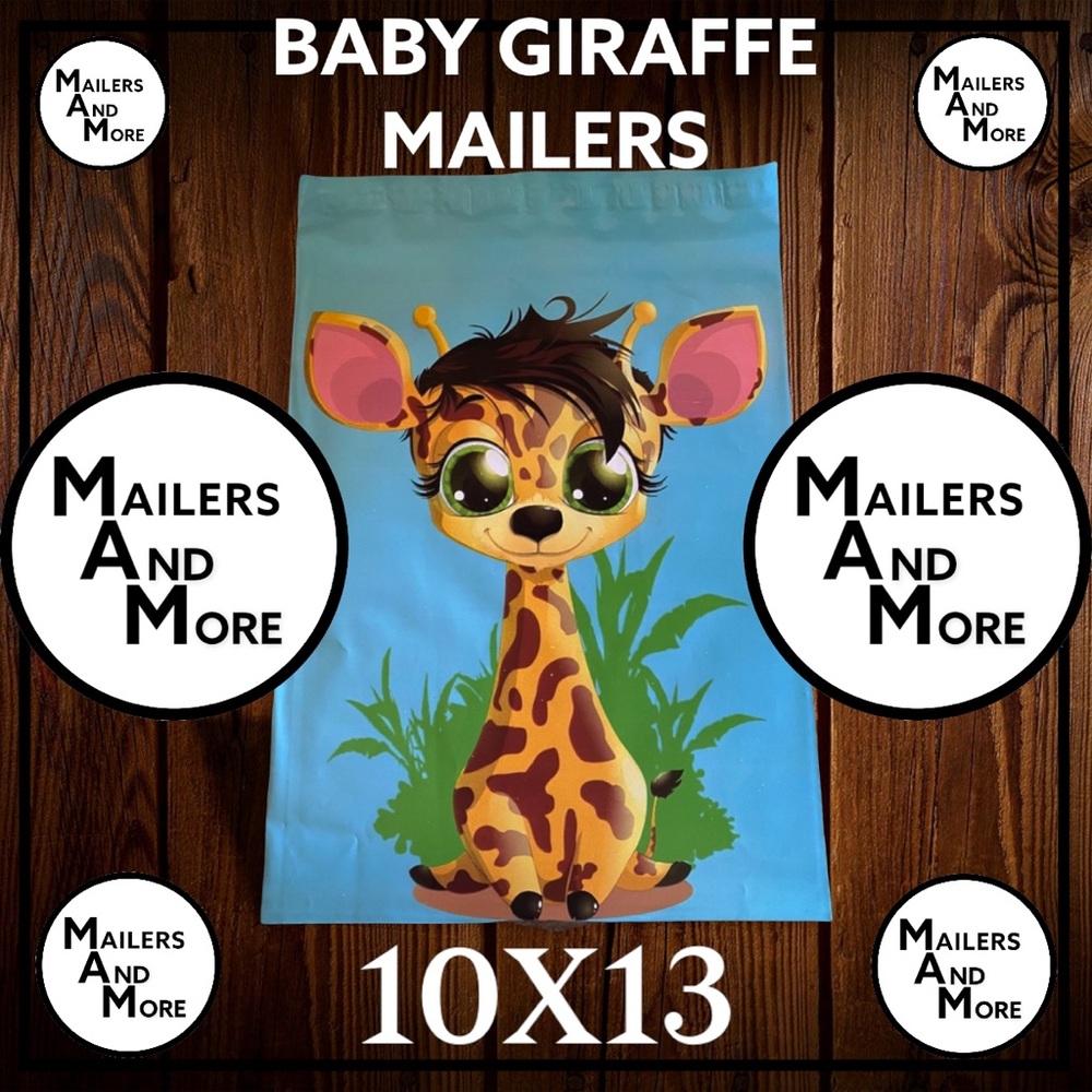 25 10X13 Poly Mailers Baby Giraffe PRICE IS FIRM - Picture 6 of 8